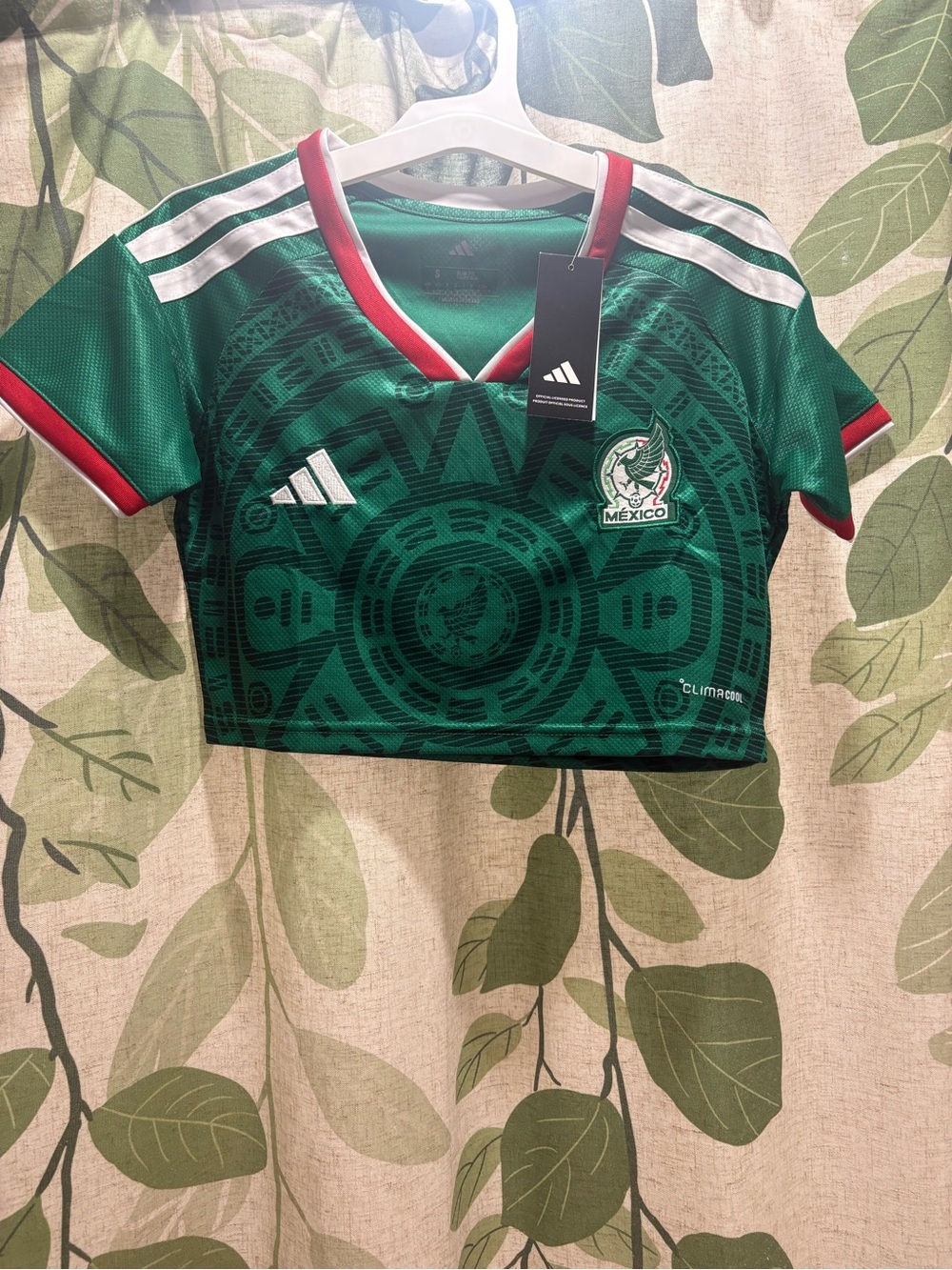 adidas Mexico Green Soccer Jersey Crop Top with Red & White Trim
